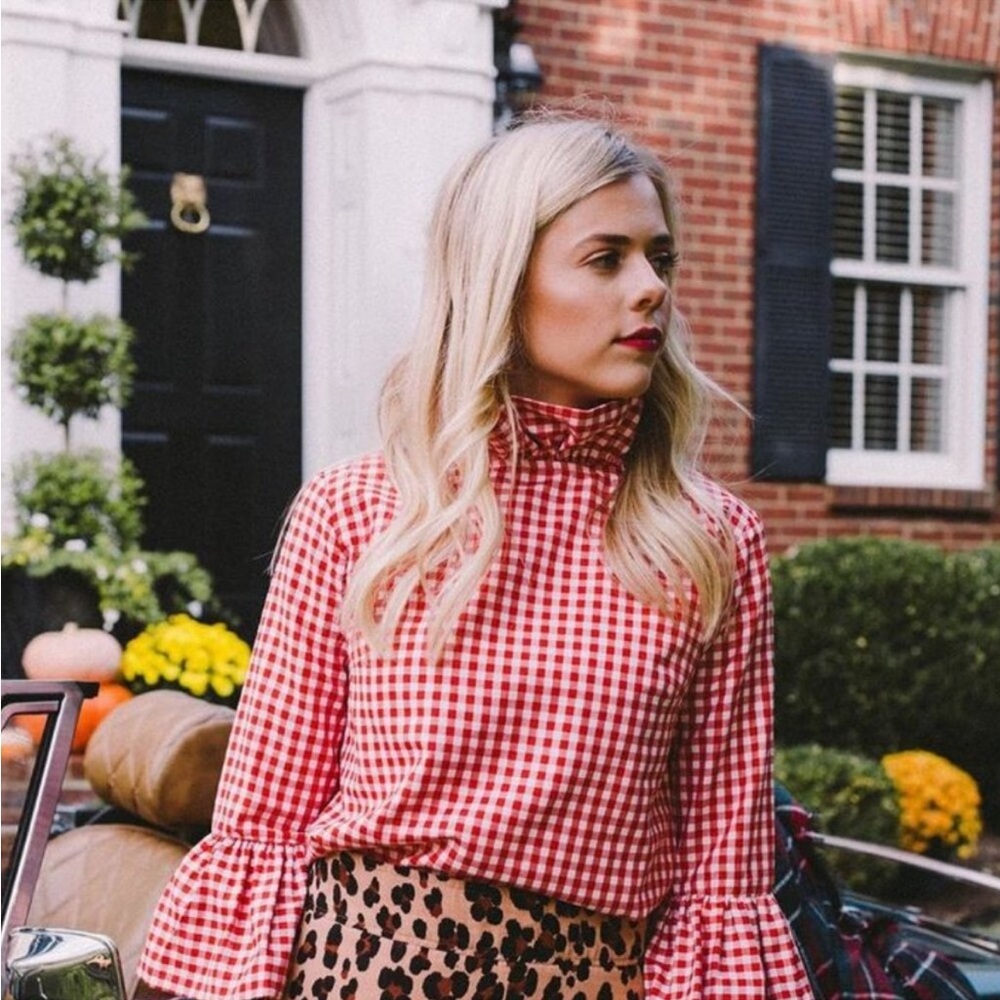 Elizabeth Wilson Katherine Blouse in Red Gingham Size XL